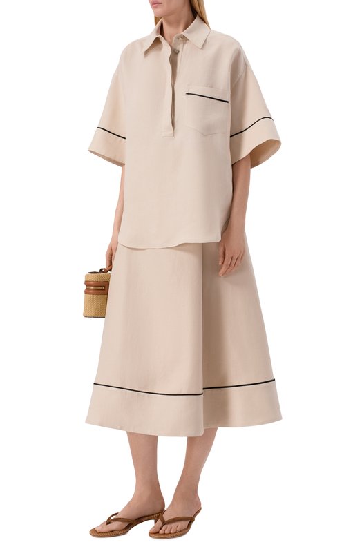 Льняная рубашка Agnona TD1109E/U3049E Бежевый  TD1109E/U3049E Фото 2