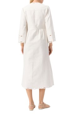 Женское хлопковое платье ISABEL MARANT ETOILE белого цвета, арт. 25PR00656FA/C1J12E | Фото 4 (Драгоценные камни: Проставлено; Рукава: Длинные; Материал сплава: Проставлено; Длина Ж (юбки, платья, шорты): Миди; Женское Кросс-КТ: Платье-одежда; Случай: Повседневный; Стили: Романтичный; Материал внешний: Хлопок)