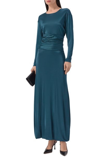 Атласное платье GIORGIO ARMANI зеленого цвета по цене 358000 руб., арт. GW003225/AF24627, фото 2 Атласное платье GIORGIO ARMANI, арт. GW003225/AF24627, фото 2