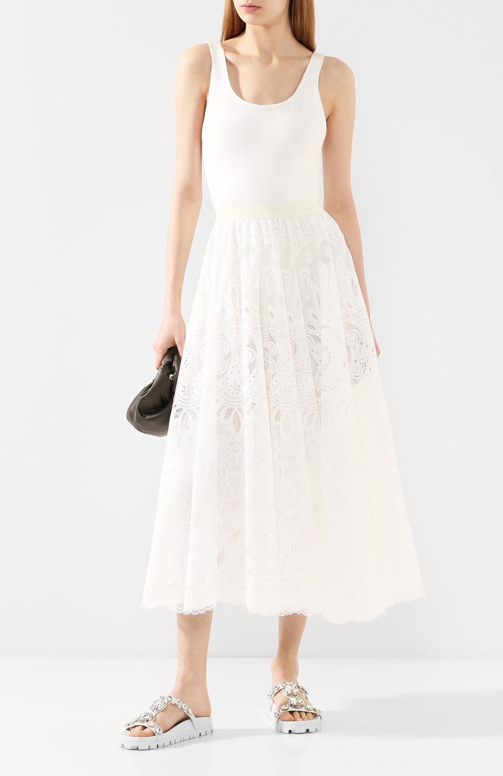 Юбка-миди REDVALENTINO белого цвета по цене 79700 руб., арт. TR0RAD40/50F, фото 2 Юбка-миди REDVALENTINO, арт. TR0RAD40/50F, фото 2