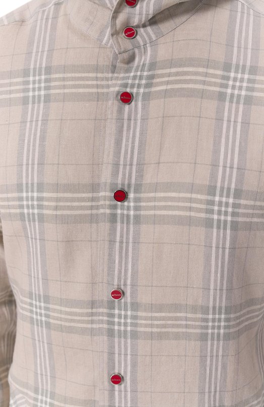 Льняная рубашка Kiton UMCMARH0926705_46-50 Бежевый  UMCMARH0926705_46-50 Фото 5