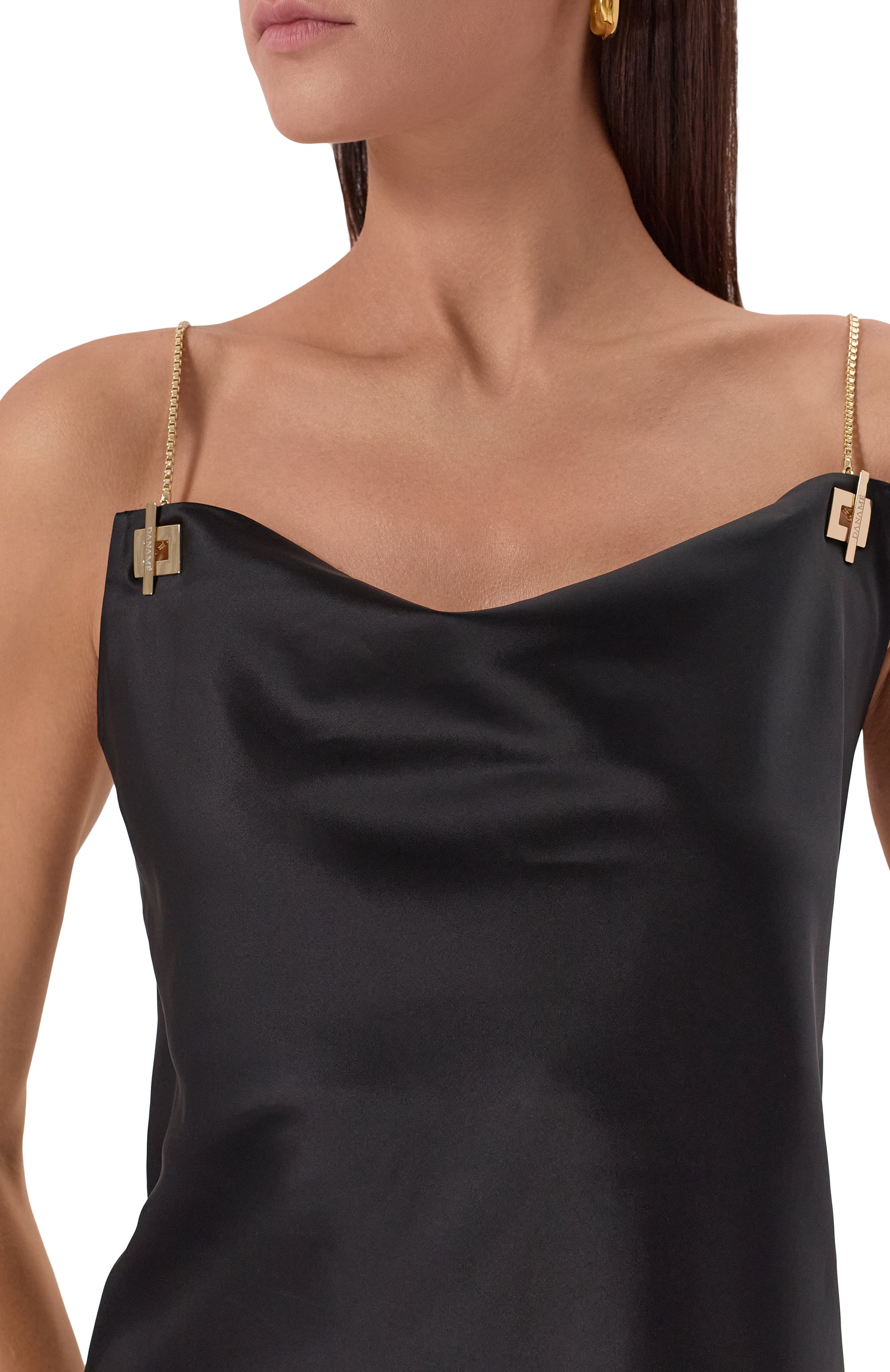 Атласный топ DANAME черного цвета по цене 30900 руб., арт. 725FW7707A, фото 5 Атласный топ DANAME, арт. 725FW7707A, фото 5