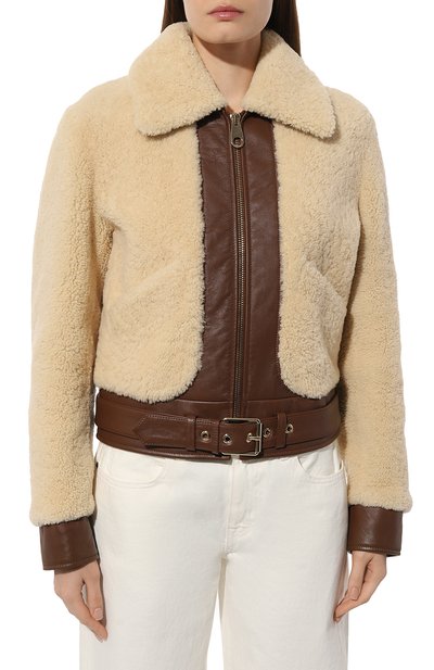 Кожаная куртка с меховой отделкой CHLOÉ, арт. CHC23ACV05/204, фот�о 3