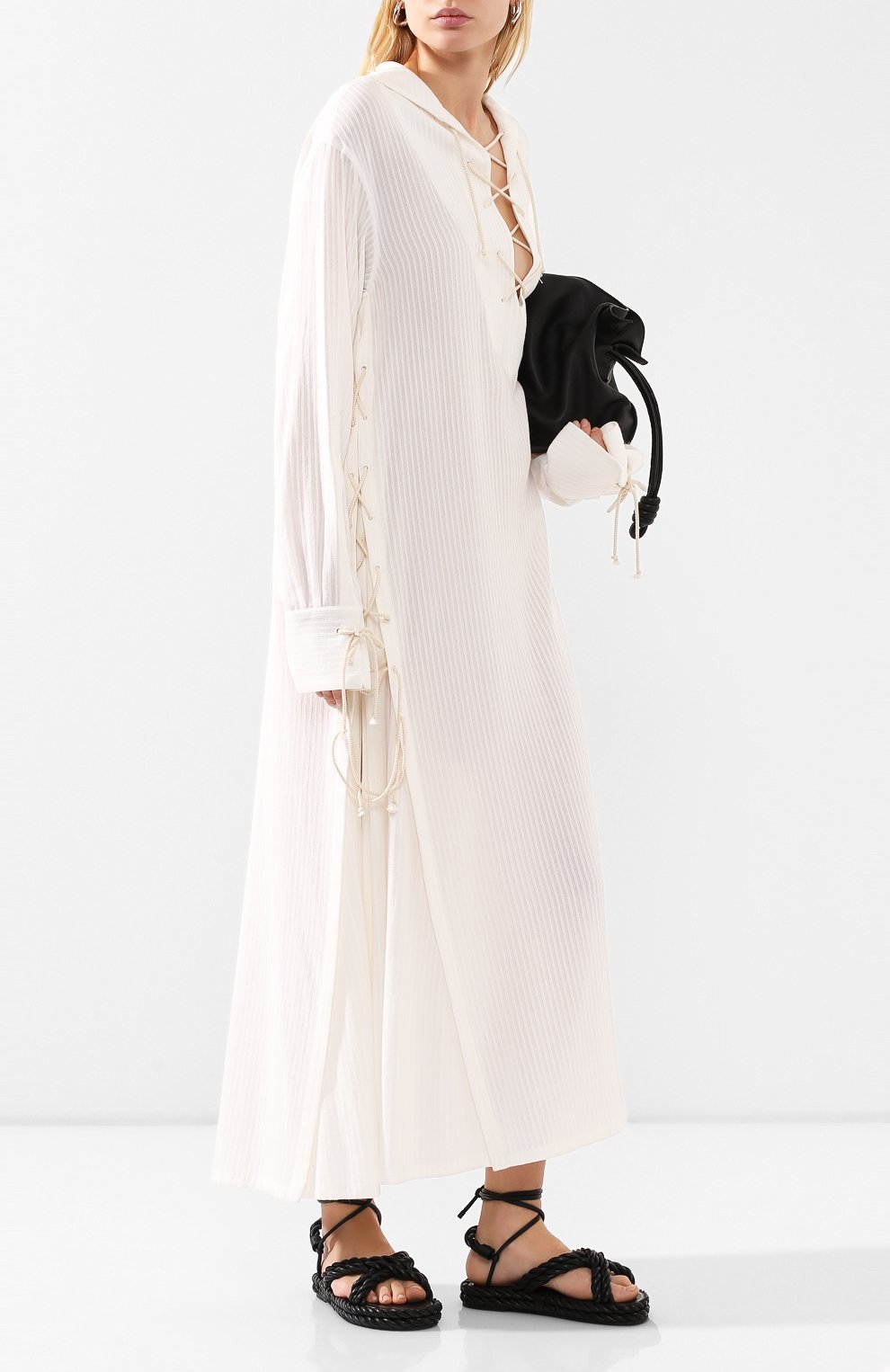 Платье из смеси вискозы и хлопка ANN DEMEULEMEESTER бежевого цвета по цене 106500 руб., арт. 2001-2216-P-156-005, фото 2 Платье из смеси вискозы и хлопка ANN DEMEULEMEESTER, арт. 2001-2216-P-156-005, фото 2