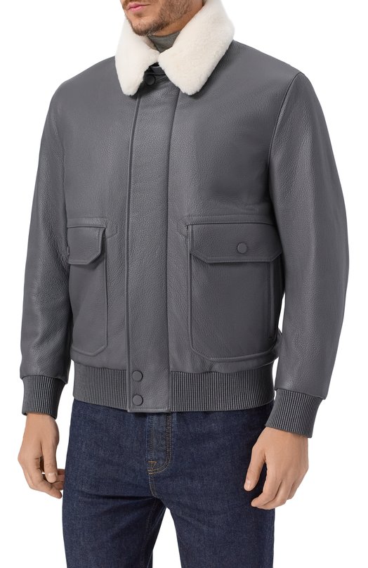 Бомбер с меховым воротником Brioni PLBM0L/P7708 Серый  PLBM0L/P7708 Фото 3