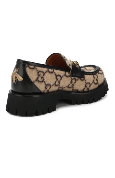 Текстильные лоферы horsebit GUCCI бежевого цвета по цене 67800 руб., арт. 598312/G38C0, фото 4 Текстильные лоферы horsebit GUCCI, арт. 598312/G38C0, фото 4