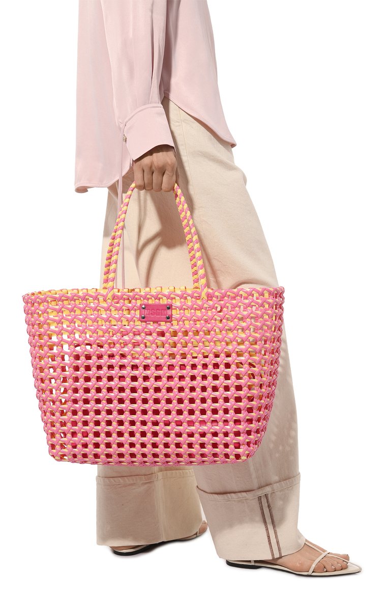 Женский сумка-тоут msgm MSGM розового цвета, арт. 3641MDZ48/632 | Фото 2 (Материал сплава: Проставлено; Драгоценные камни: Проставлено; Материал: Экокожа; Размер: large)