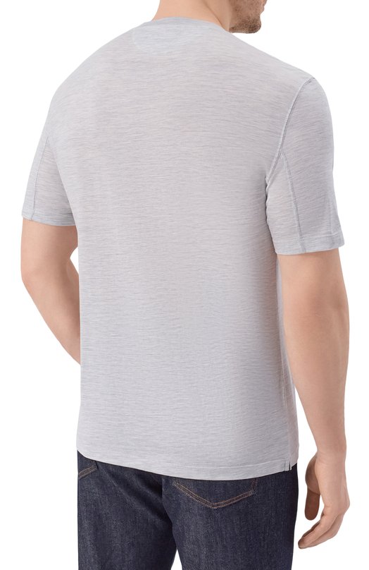 Футболка из шелка и хлопка Brunello Cucinelli MD8211308 Серый  MD8211308 Фото 4
