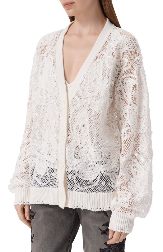 Хлопковый кардиган Blumarine 4M207A/F18754 Белый  4M207A/F18754 Фото 3
