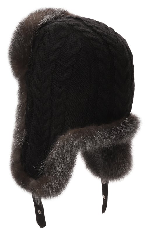 Меховая шапка-ушанка из соболя Black Sable BS-24005SS Чёрный  BS-24005SS Фото 2