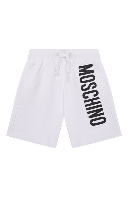 Детские хлопковые шорты MOSCHINO белого цвета, арт. HUQ02F/LDA25/4-8 | Фото 1 (Материал внешний: Хлопок; Материал сплава: Проставлено; Нос: Не проставлено)