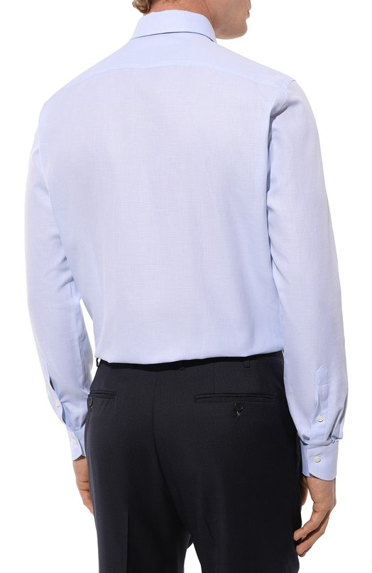 Сорочка из хлопка и льна Canali N798/GR03205 Голубой  N798/GR03205 Фото 5