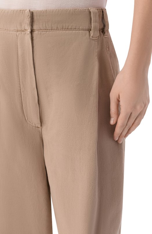 Брюки из хлопка и льна Brunello Cucinelli ML996P5896 Бежевый  ML996P5896 Фото 5