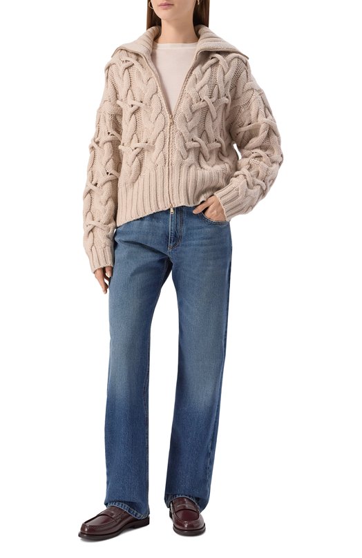 Кашемировый кардиган Brunello Cucinelli M52365806 Бежевый  M52365806 Фото 2