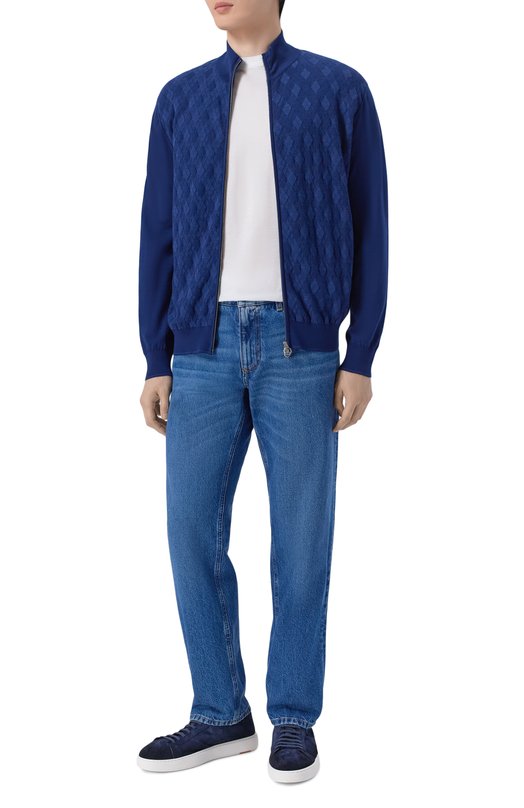 Кардиган из хлопка и шелка Stefano Ricci K414017R30/F26268 Синий  K414017R30/F26268 Фото 2