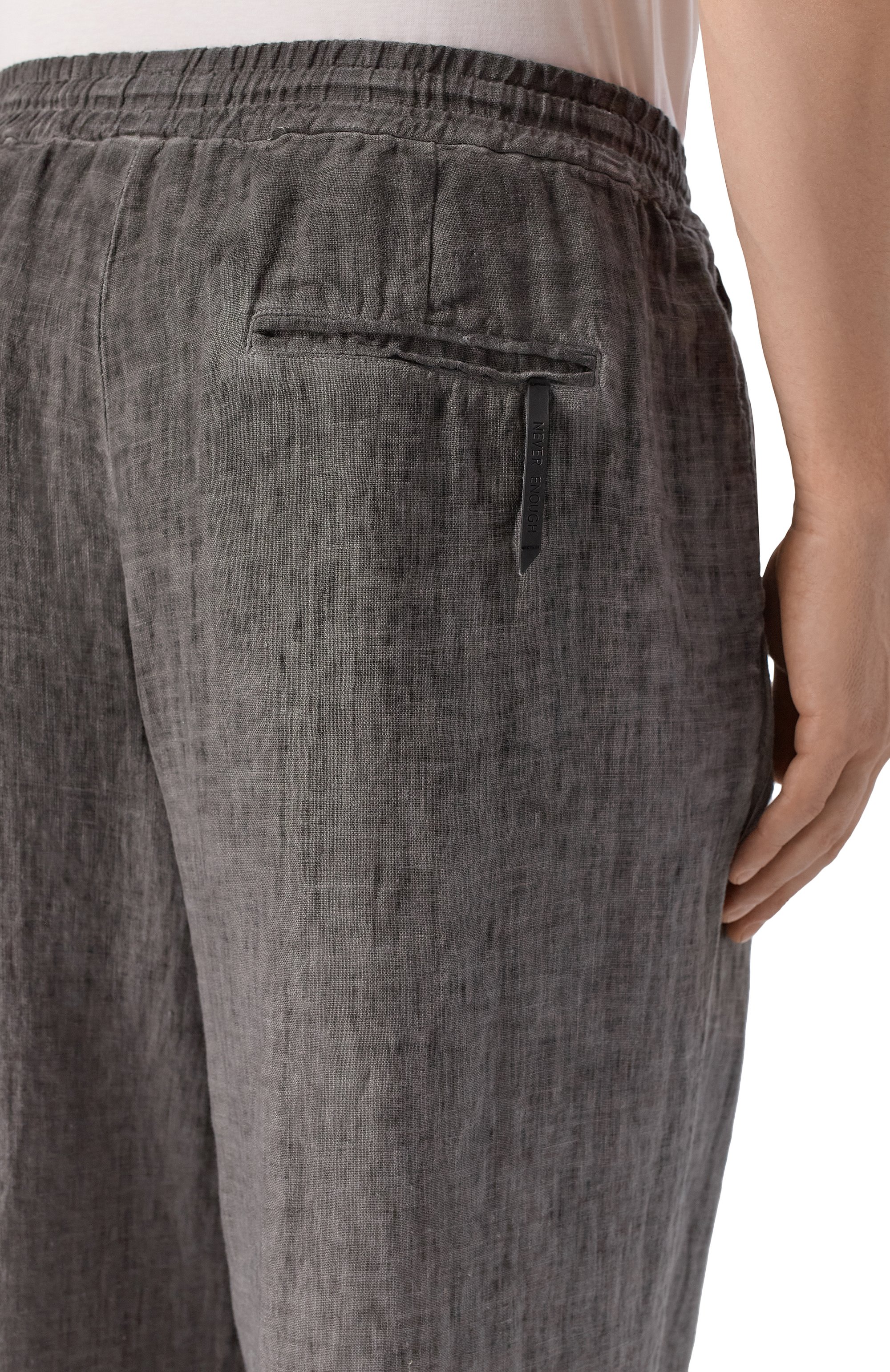 Льняные брюки NEVER ENOUGH темно-серого цвета по цене 31050 руб., арт. 2B6M218-060/MPA079 W142, фото 5 Льняные брюки NEVER ENOUGH, арт. 2B6M218-060/MPA079 W142, фото 5