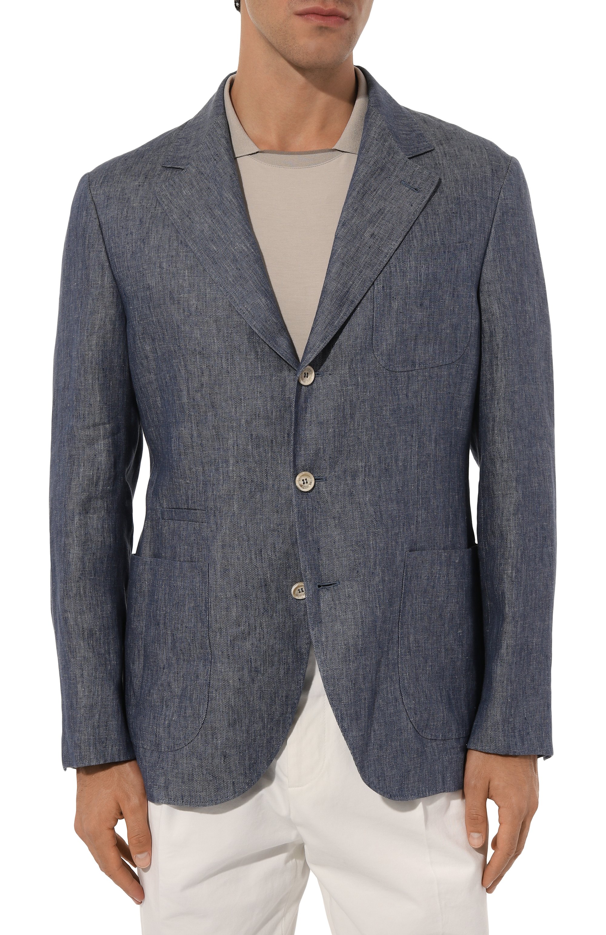 Льняной пиджак BRUNELLO CUCINELLI синего цвета по цене 327000 руб., арт. MS4987BND, фото 5 Льняной пиджак BRUNELLO CUCINELLI, арт. MS4987BND, фото 5