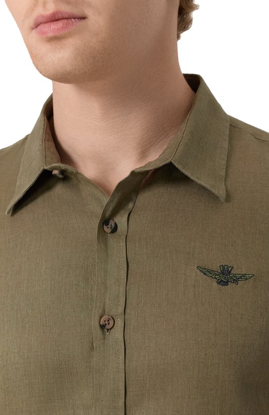 Льняная рубашка Aeronautica Militare CA1239CT3089 Хаки  CA1239CT3089 Фото 5