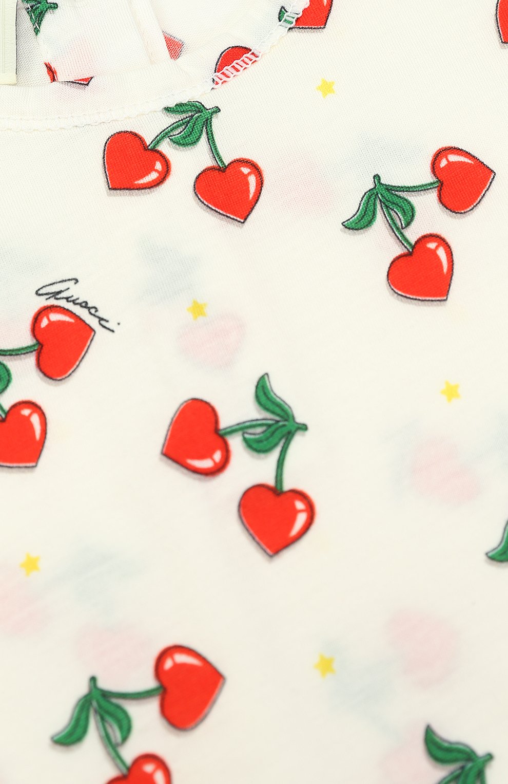 Хлопковый топ с принтом и оборками GUCCI, арт. 458222/X5N48, фото 3