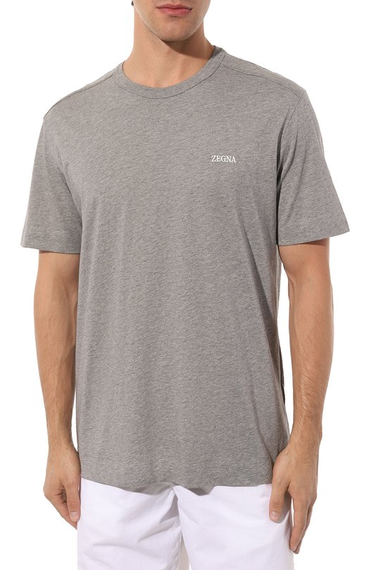 Хлопковая футболка Zegna E7360A5/B760 Серый  E7360A5/B760 Фото 3