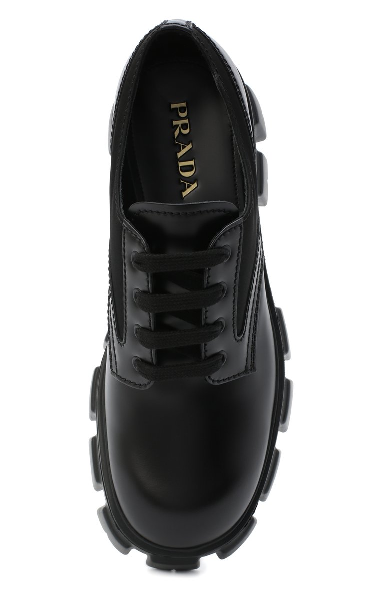 Мужские кожаные дерби PRADA черного цвета, арт. 2EE342-3L09-F0002 | Фото 5 (Стили: Классический; Региональные ограничения белый список (Axapta Mercury): Не проставлено; Нос: Не проставлено; Материал внешний: Натуральная кожа)