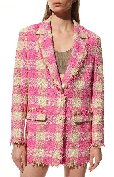 Хлопковый жакет MSGM розового цвета по цене 83750 руб., арт. 3242MDG106 227300, фото 3 Хлопковый жакет MSGM, арт. 3242MDG106 227300, фото 3