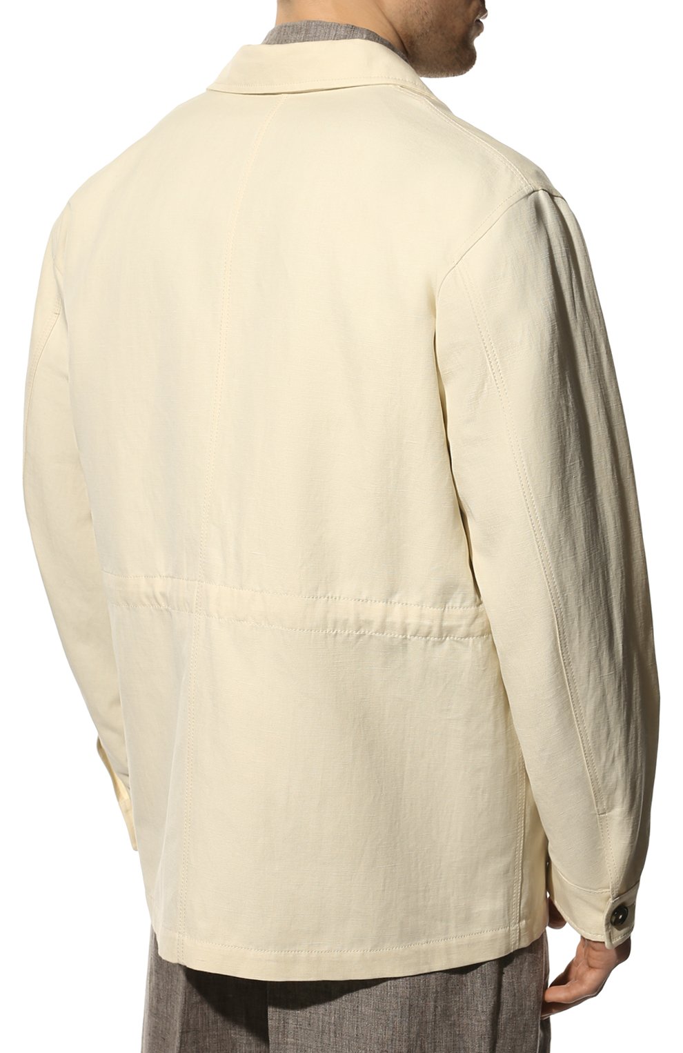 Куртка-рубашка из хлопка и льна LORO PIANA кремового цвета по цене 190000 руб., арт. FAM0384, фото 4 Куртка-рубашка из хлопка и льна LORO PIANA, арт. FAM0384, фото 4