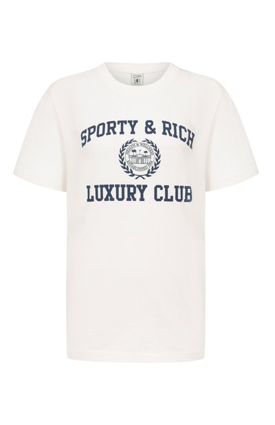 Женская хлопковая футболка SPORTY AND RICH, арт. T01087842WH01/S&amp;R LUXURY CLUB T-SHIRT