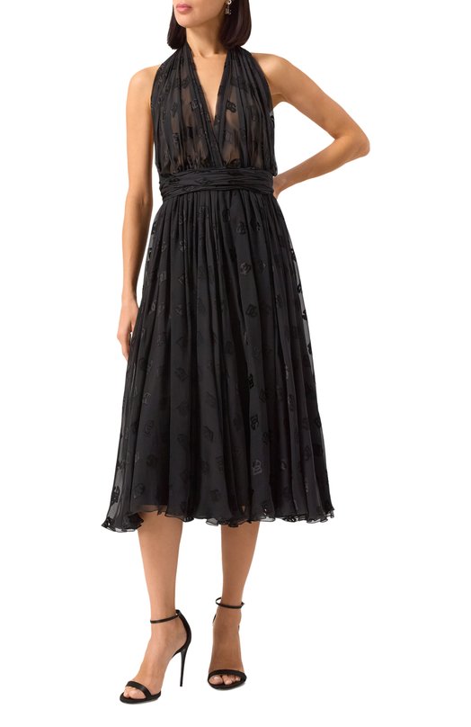 Платье из вискозы и шелка Dolce & Gabbana F6DLMT/FJTBR Чёрный  F6DLMT/FJTBR Фото 2