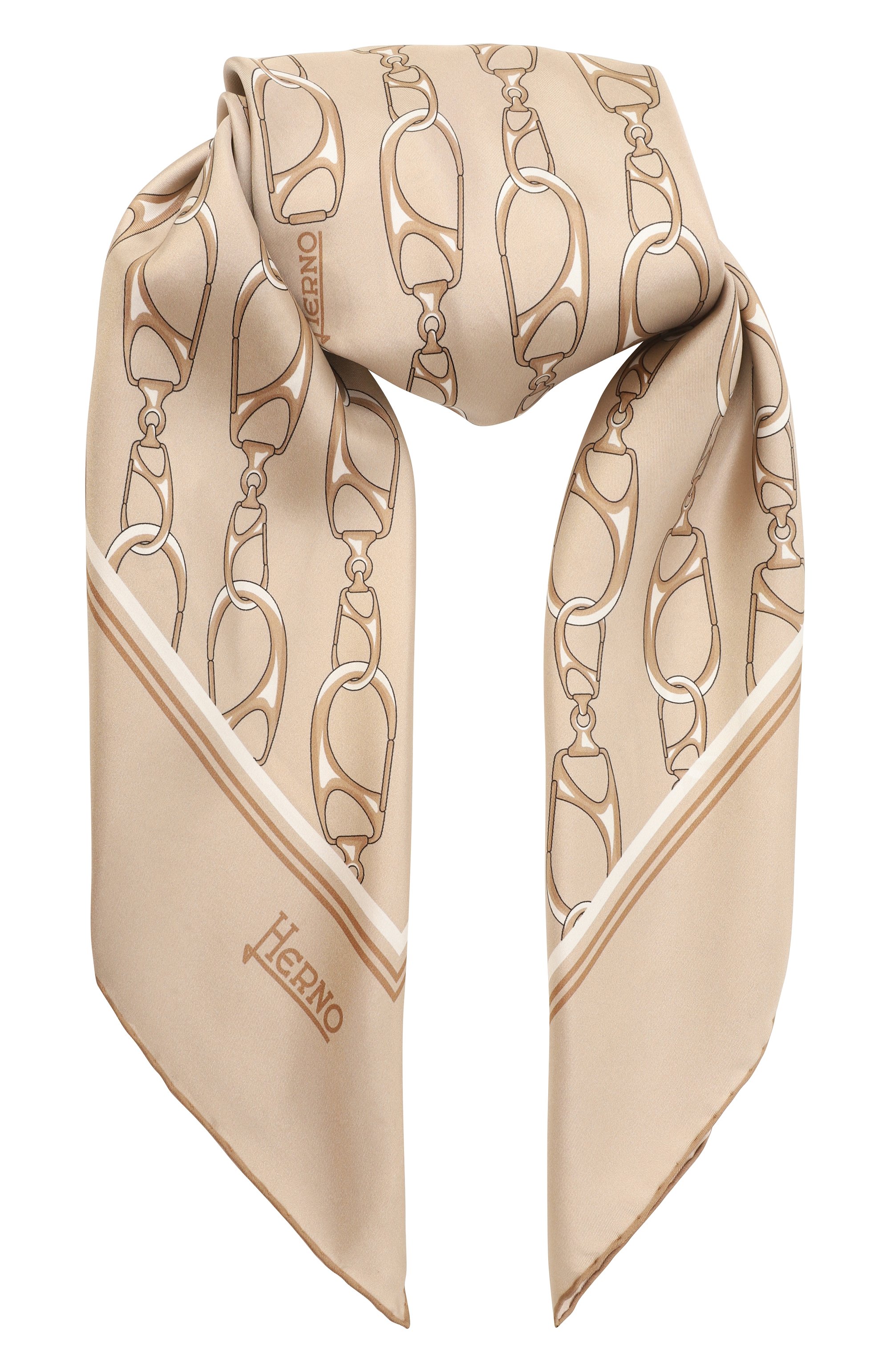 Шелковый платок HERNO бежевого цвета по цене 38300 руб., арт. F0ULARD90/15030, фото 1 Шелковый платок HERNO, арт. F0ULARD90/15030, фото 1