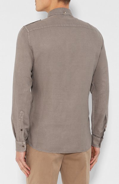 Рубашка изо льна и хлопка BRUNELLO CUCINELLI, арт. MD6983058, фото 4