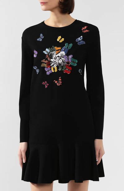 Платье из вискозы VALENTINO черного цвета по цене 376500 руб., арт. SB0KDA48500, фото 3 Платье из вискозы VALENTINO, арт. SB0KDA48500, фото 3