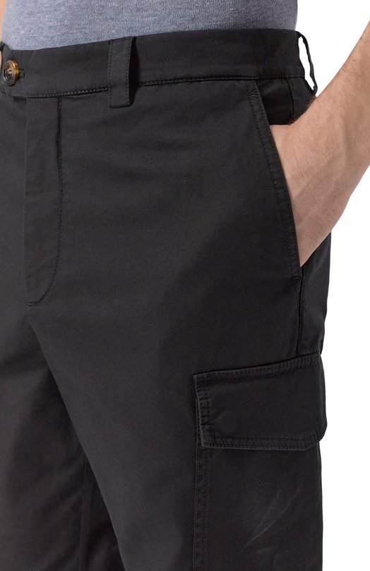 Хлопковые брюки-карго Brunello Cucinelli M289LE1890 Чёрный  M289LE1890 Фото 5