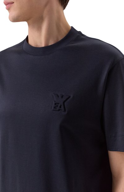 Футболка из лиоцелла и хлопка EMPORIO ARMANI темно-синего цвета по цене 14000 руб., арт. EM002963/AF10761, фото 5 Футболка из лиоцелла и хлопка EMPORIO ARMANI, арт. EM002963/AF10761, фото 5