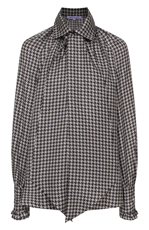 Шелковая блузка Dice Kayek FW25C615 TWL NAVY PIED DE POULE Синий FW25C615 TWL NAVY PIED DE POULE