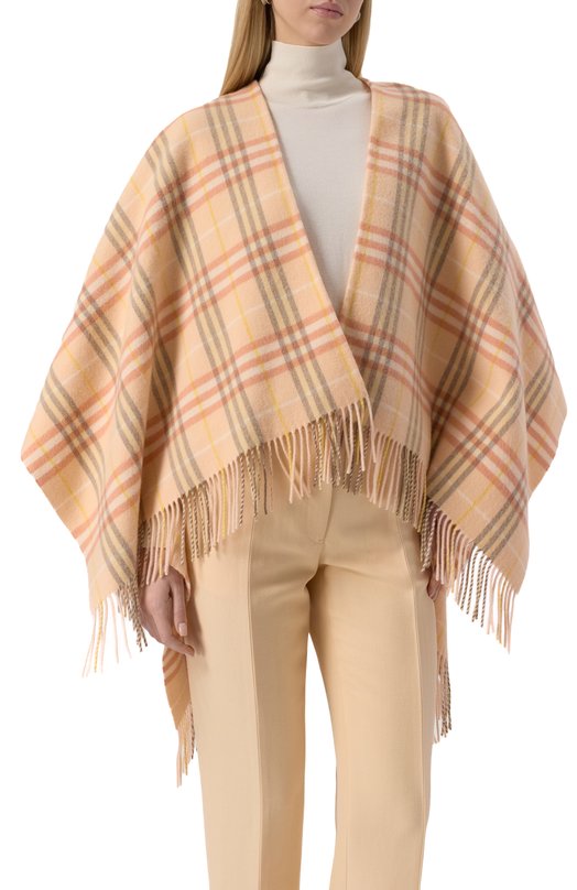 Пончо из шерсти и кашемира Burberry 8102990 Розовый  8102990 Фото 3