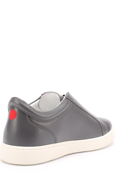 Кожаные кеды без шнуровки с эластичной вставкой KITON серого цвета по цене 99500 руб., арт. USSC0DE/N00331, фото 3 Кожаные кеды без шнуровки с эластичной вставкой KITON, арт. USSC0DE/N00331, фото 3