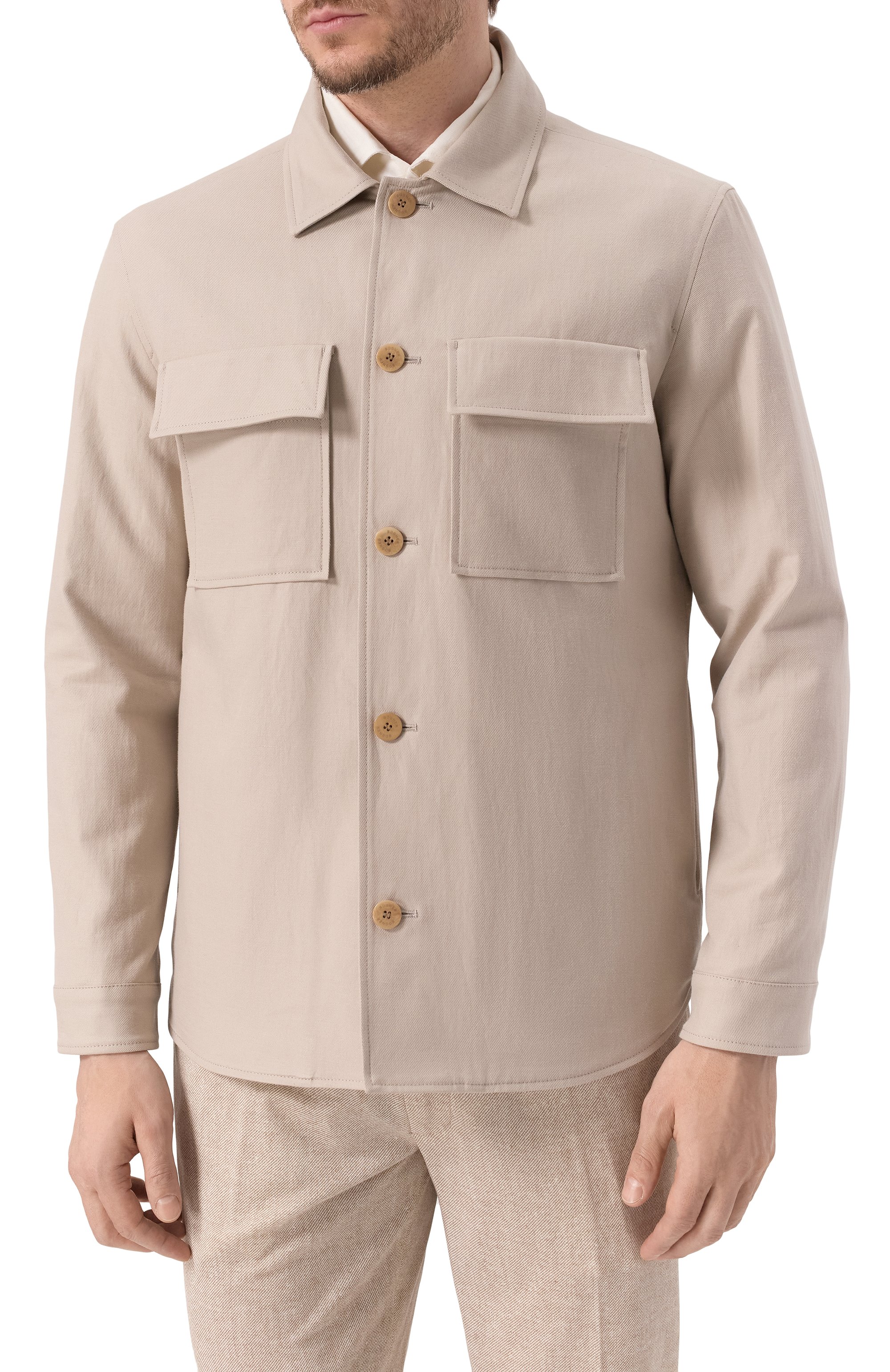 Куртка-рубашка из хлопка и льна BOGNER бежевого цвета по цене 63100 руб., арт. 38869638, фото 3 Куртка-рубашка из хлопка и льна BOGNER, арт. 38869638, фото 3