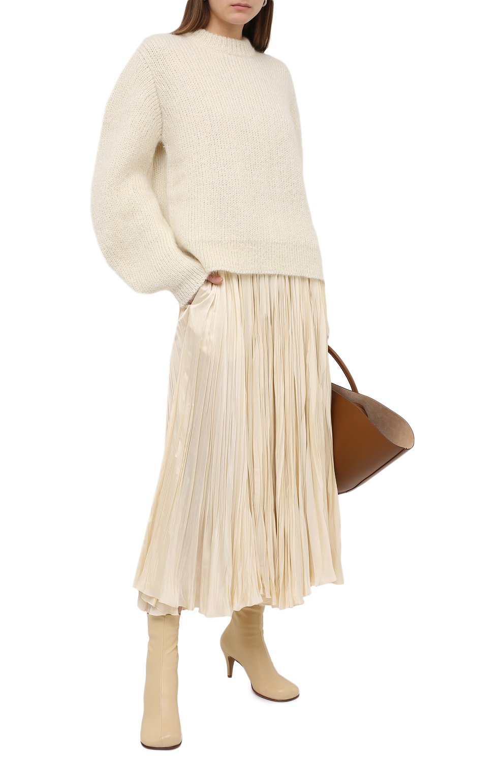 Юбка из вискозы JIL SANDER кремового цвета по цене 121500 руб., арт. JSWR355606-WR392002, фото 2 Юбка из вискозы JIL SANDER, арт. JSWR355606-WR392002, фото 2