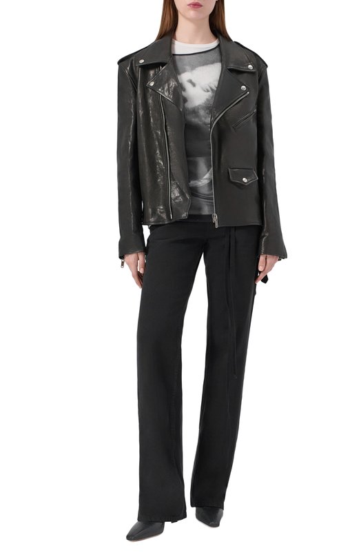 Кожаная куртка Ann Demeulemeester B0012369/LT137 Чёрный  B0012369/LT137 Фото 2
