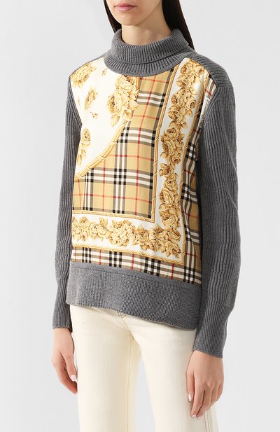 Шерстяной пуловер с принтом BURBERRY, арт. 8003178, фото 3
