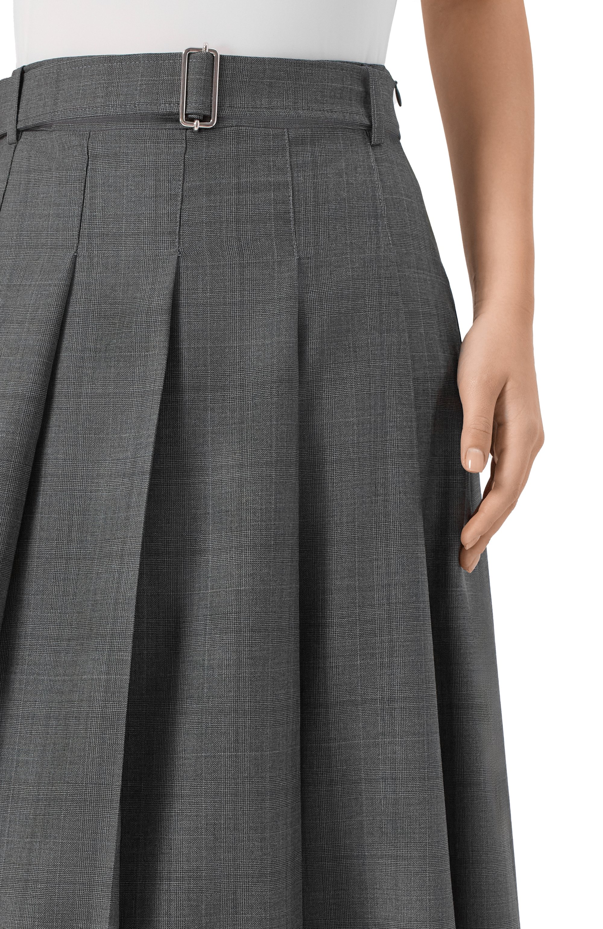 Шерстяная юбка OFFICINE GENERALE серого цвета по цене 79950 руб., арт. W25WSKT150, фото 5 Шерстяная юбка OFFICINE GENERALE, арт. W25WSKT150, фото 5