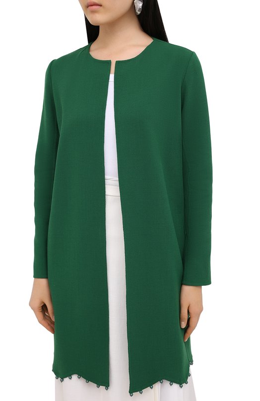 Шерстяное пальто Oscar de la Renta Зелёный, фото 3