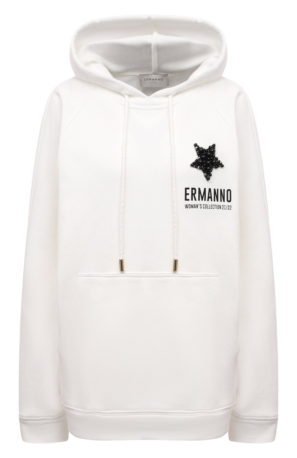 Хлопковое худи ERMANNO FIRENZE белого цвета по цене 32400 руб., арт. D39ET FL07FEL1, фото 1 Хлопковое худи ERMANNO FIRENZE, арт. D39ET FL07FEL1, фото 1