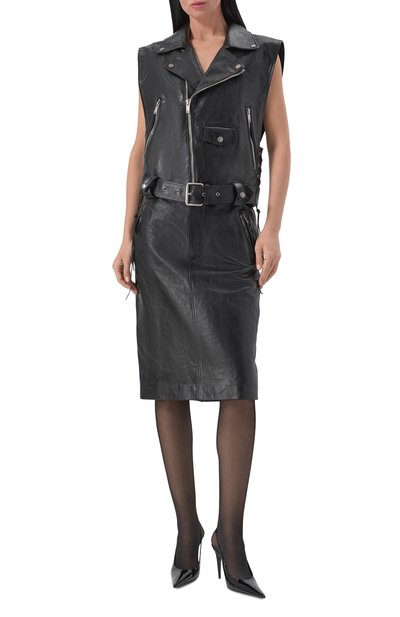 Кожаный жилет SAINT LAURENT черного цвета по цене 890500 руб., арт. 865045/YCUS2, фото 2 Кожаный жилет SAINT LAURENT, арт. 865045/YCUS2, фото 2