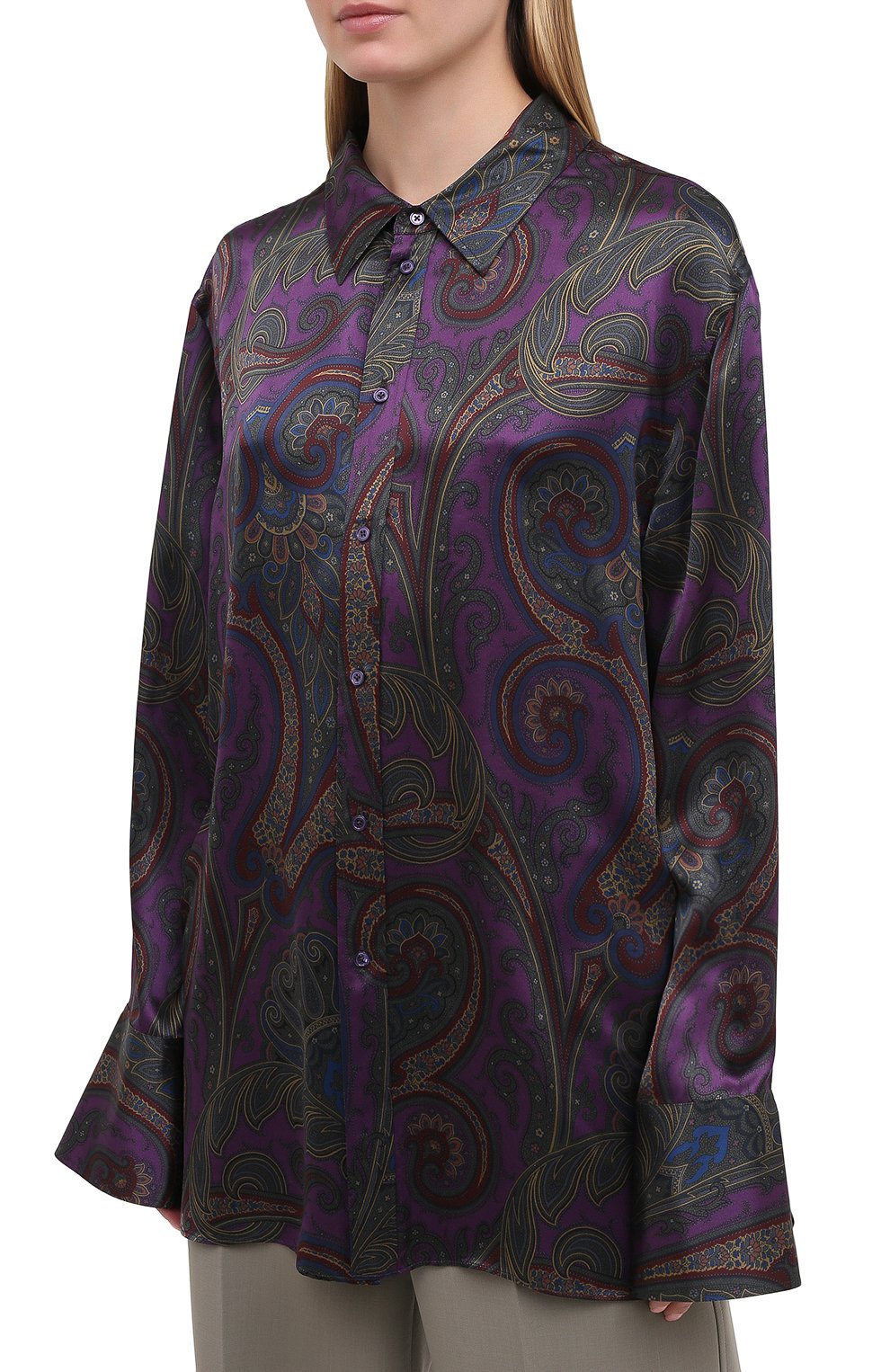 Шелковая рубашка RALPH LAUREN фиолетового цвета по цене 237000 руб., арт. 293835443, фото 3 Шелковая рубашка RALPH LAUREN, арт. 293835443, фото 3