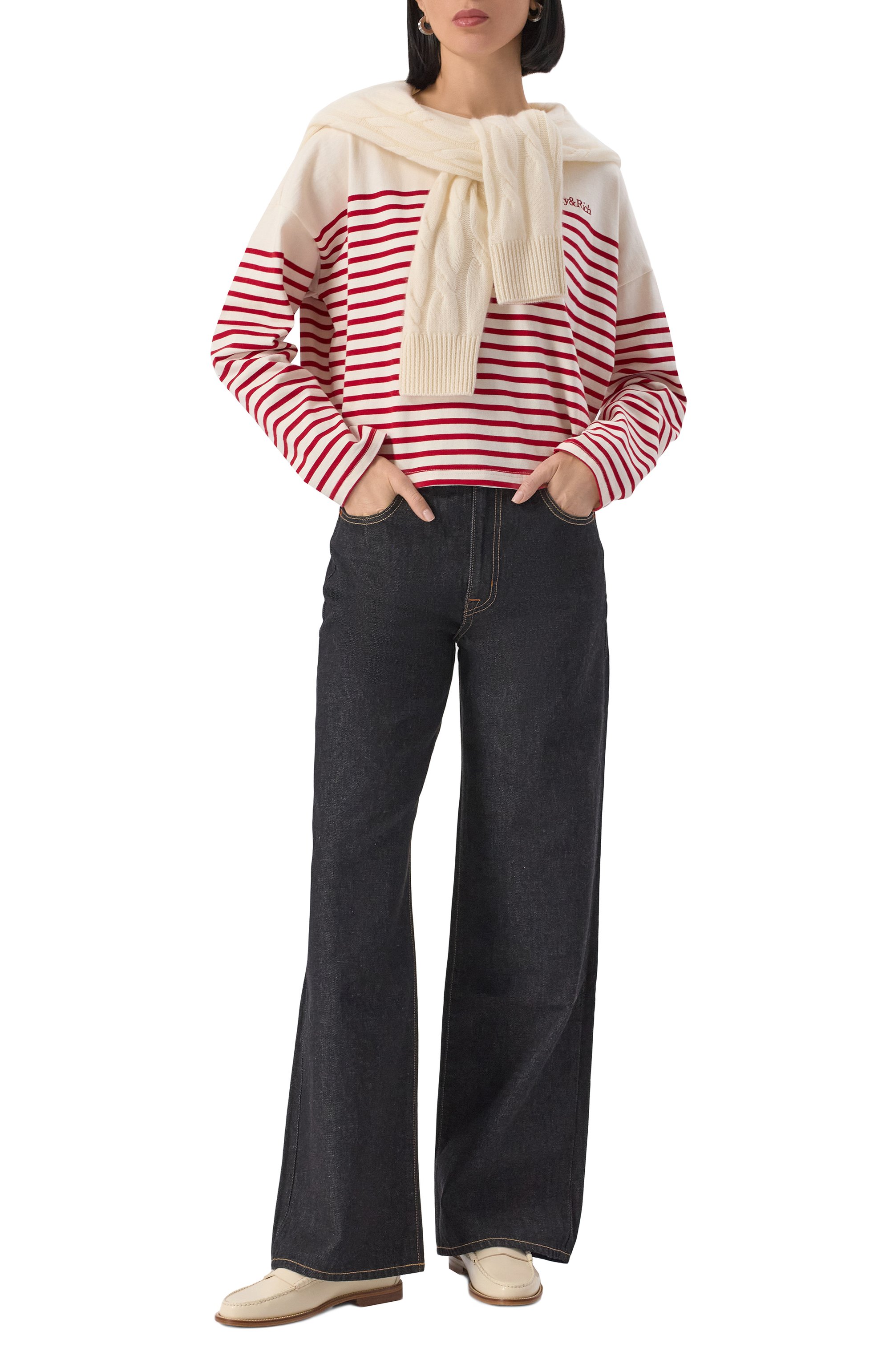 Хлопковый лонгслив SPORTY AND RICH кремового цвета по цене 15800 руб., арт. T0035508300ST15, фото 2 Хлопковый лонгслив SPORTY AND RICH, арт. T0035508300ST15, фото 2