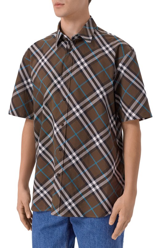 Хлопковая рубашка Burberry 8099224 Коричневый  8099224 Фото 3