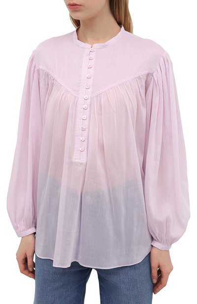 Хлопковая блузка ISABEL MARANT светло-розового цвета по цене 64750 руб., арт. HT2066-21E025I/KILEDIA, фото 3 Хлопковая блузка ISABEL MARANT, арт. HT2066-21E025I/KILEDIA, фото 3