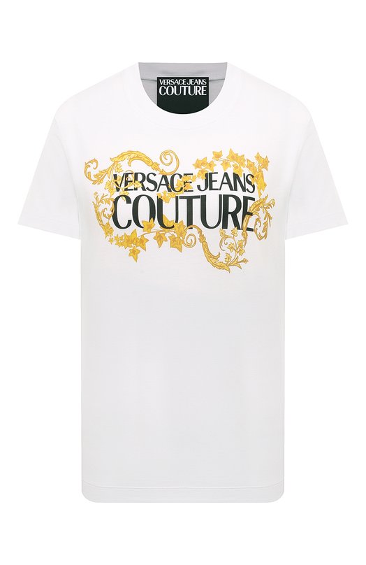 Хлопковая футболка Versace Jeans Couture 77HAHE05/CJ00E Белый 77HAHE05/CJ00E